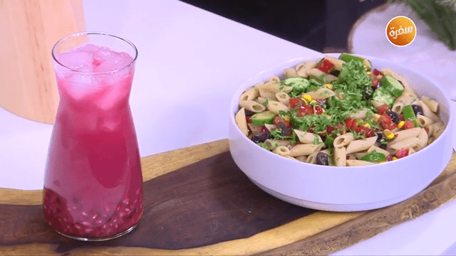 سلطة مكرونة - عصير رمان بالليمون