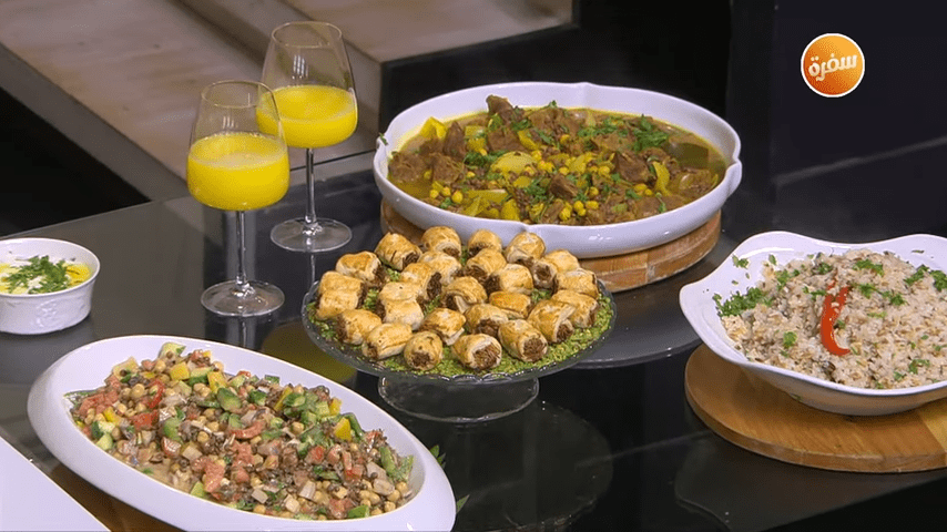 لحمة بالحمص - سلطة الحمص والعدس - بقلاوة الباف بستري