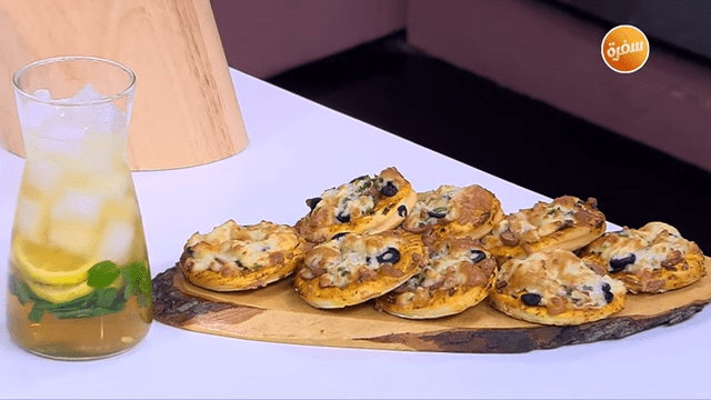 ميني بيتزا - عصير تفاح بالليمون والنعناع