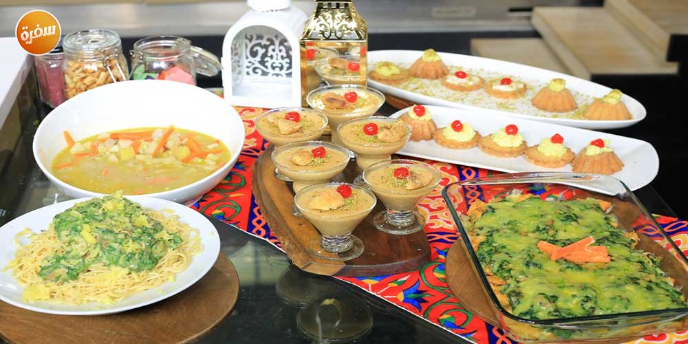 بانيه بصوص المشروم والسبانخ - شوربة الخضار - ميني تارت البسبوسة