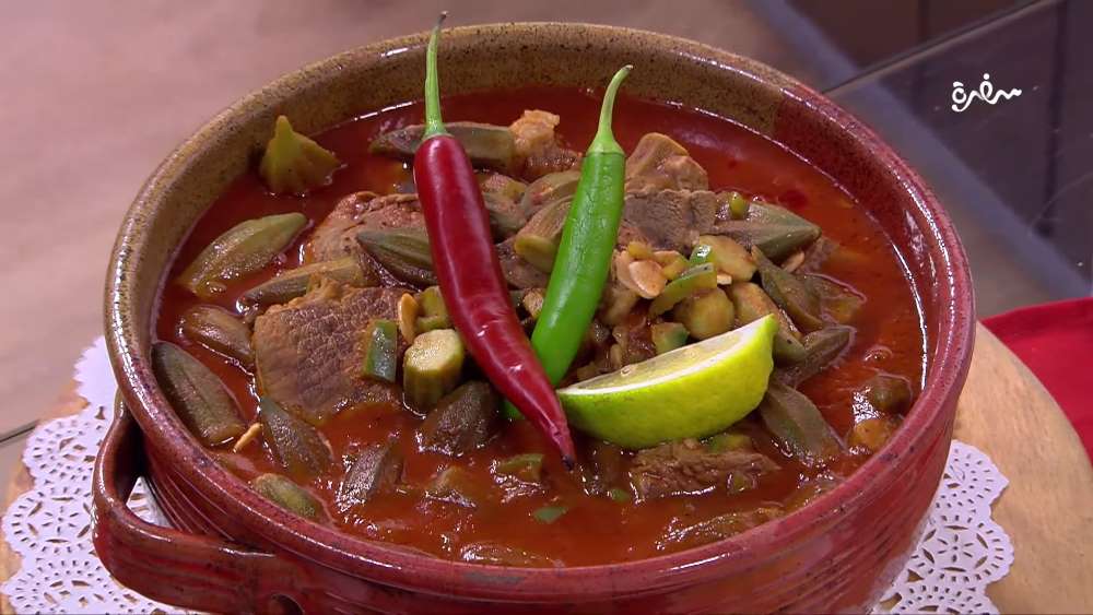 طاجن بامية باللحمة الضاني