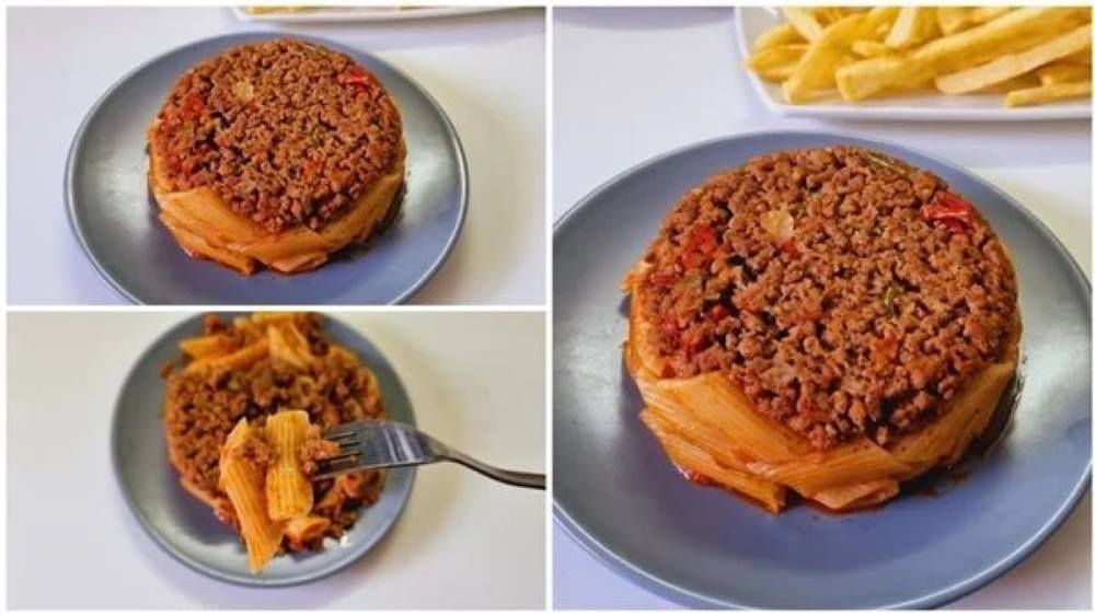 طاجن مكرونة باللحمة المفرومة