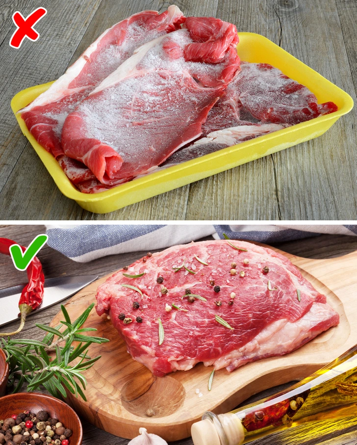 طهي اللحوم المجمدة مباشرة