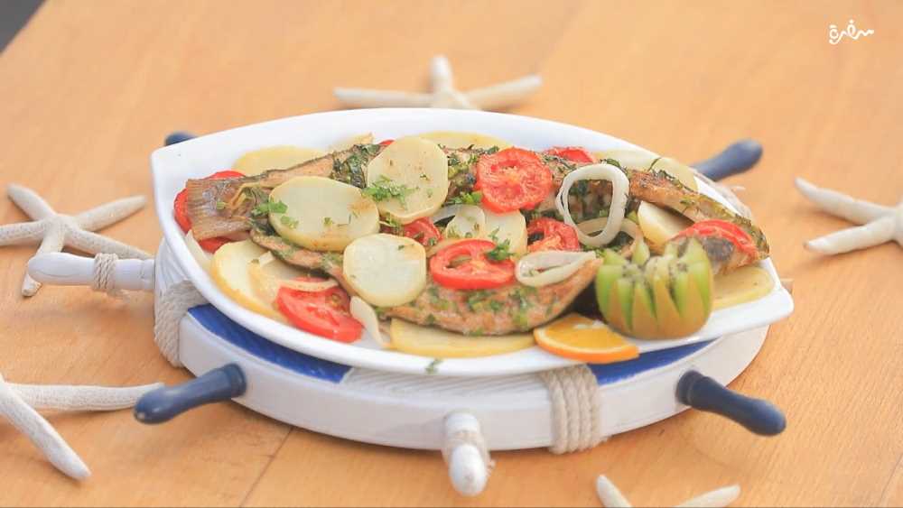 سمك بوري بالبطاطس