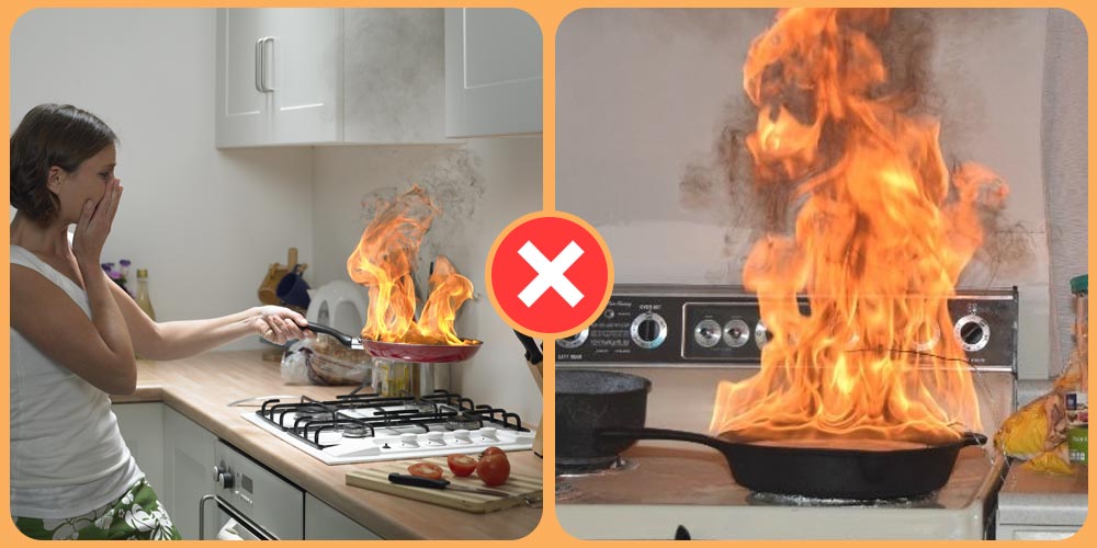 اشتعال طاسة زيت القلي