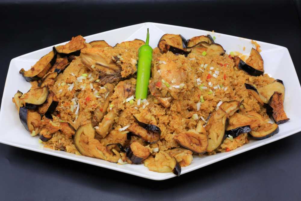 أرز بالباذنجان والدجاج