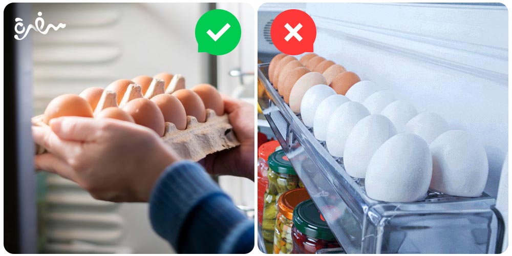 حفظ البيض في باب الثلاجة