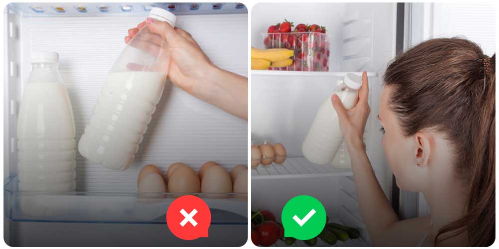 من الأفضل تخزين الحليب في داخل الثلاجة وليس في الباب الداخلي لها.