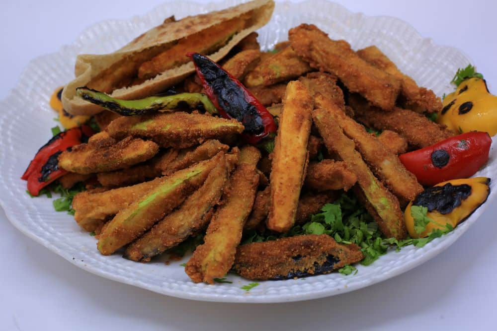 باذنجان وكوسة بانيه