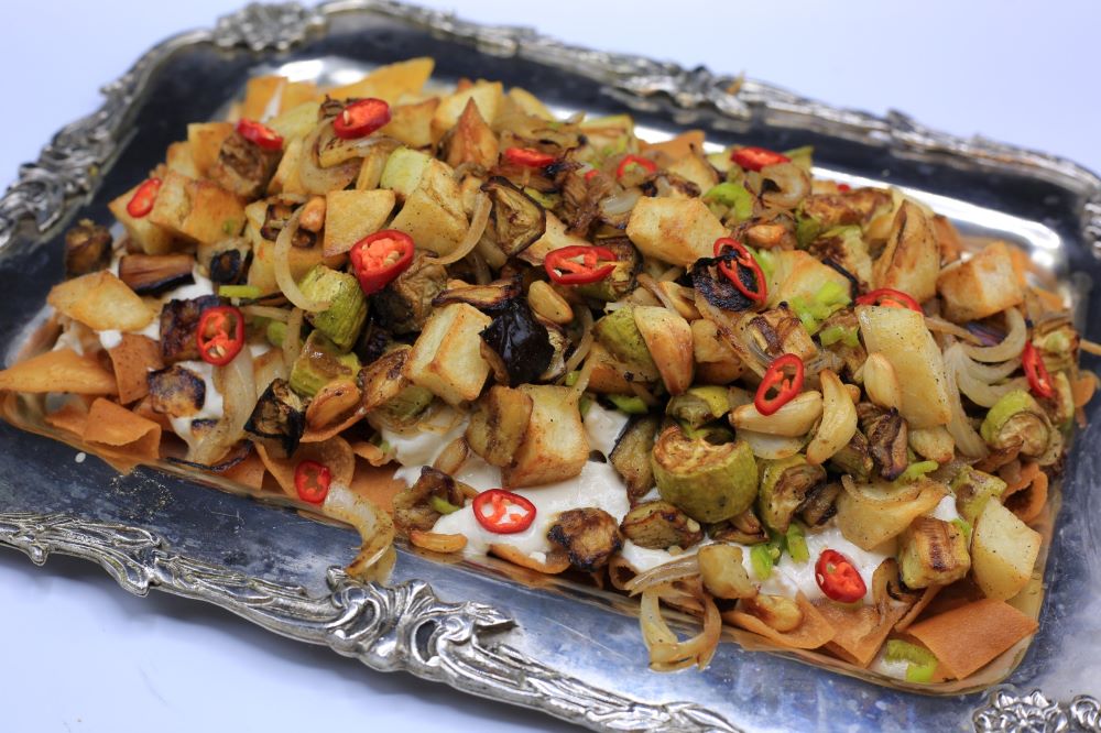 فتة الخضار المشوي