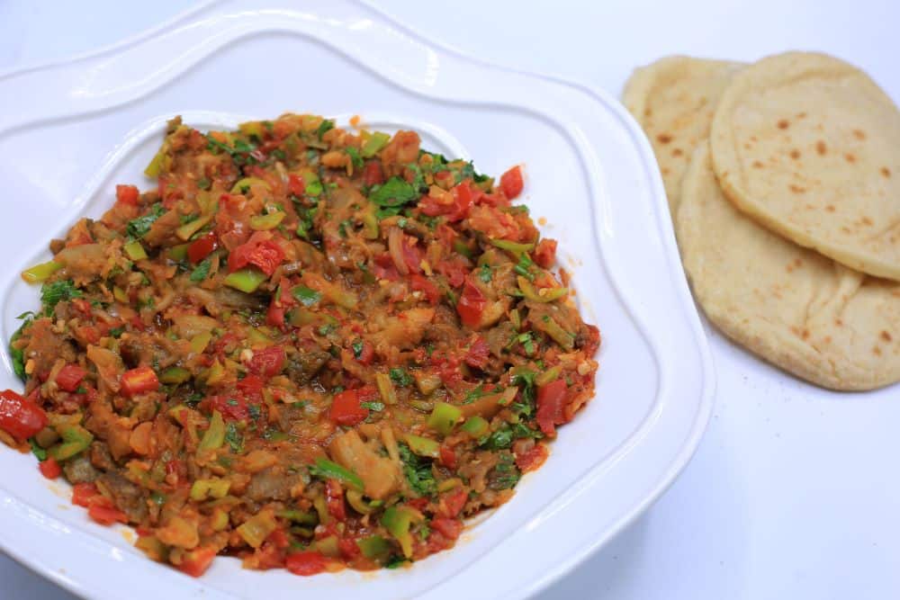 باذنجان مشوي بالخلطة