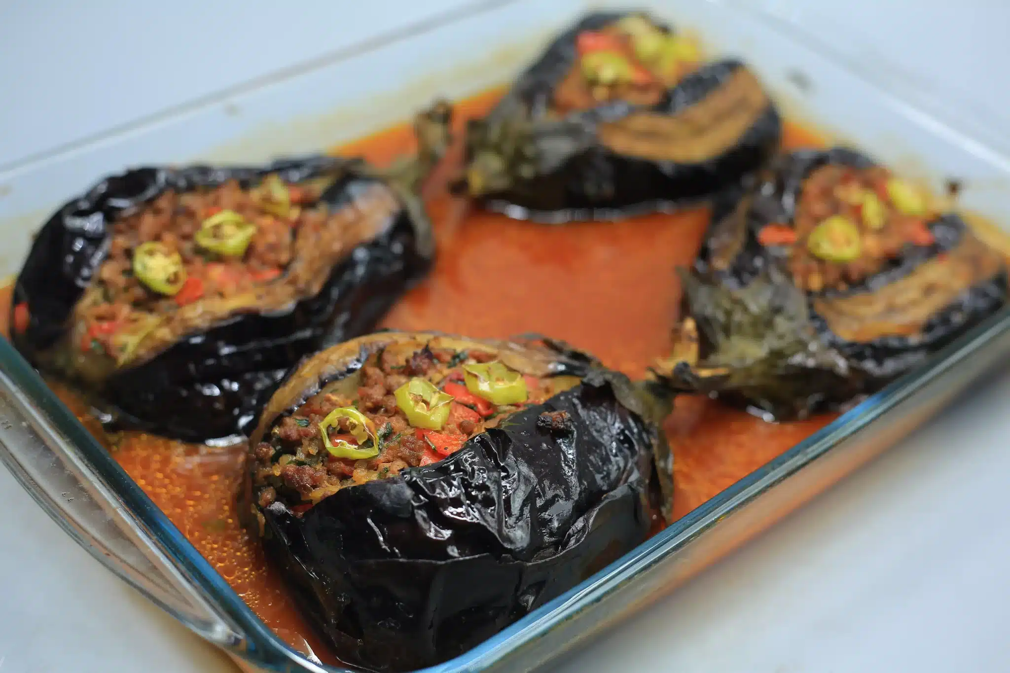 باذنجان باللحم المفروم