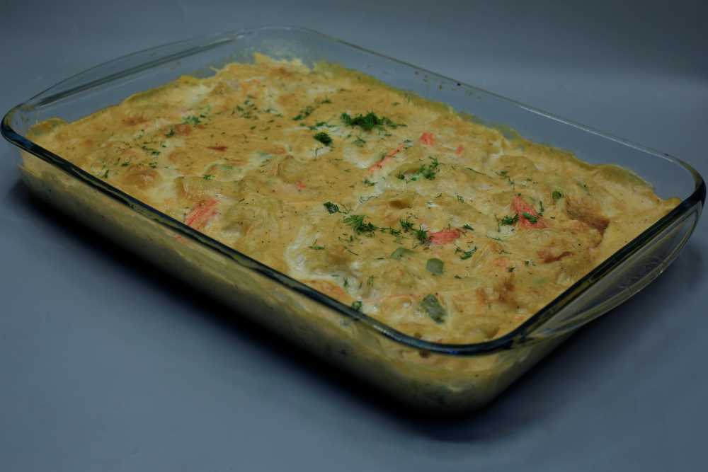 مكرونة بشاميل بأصابع الكابوريا