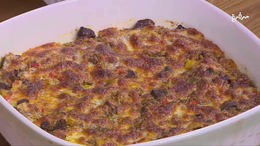 طاجن لسان عصفور باللحمة