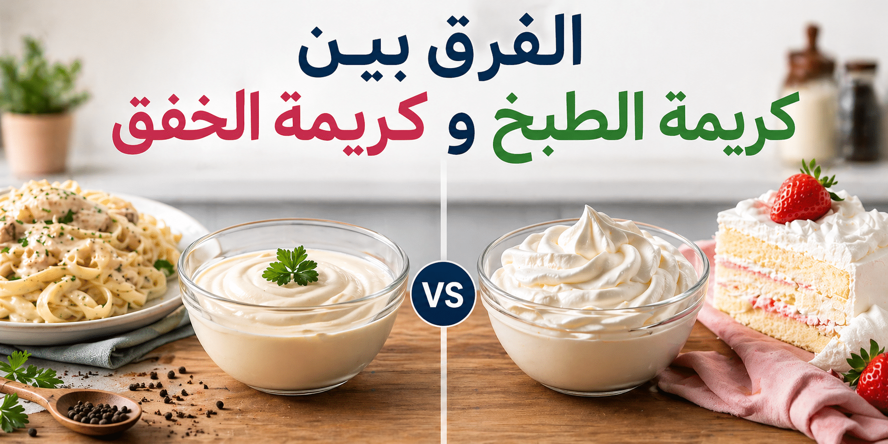 الفرق بين كريمة الطبخ وكريمة الخفق
