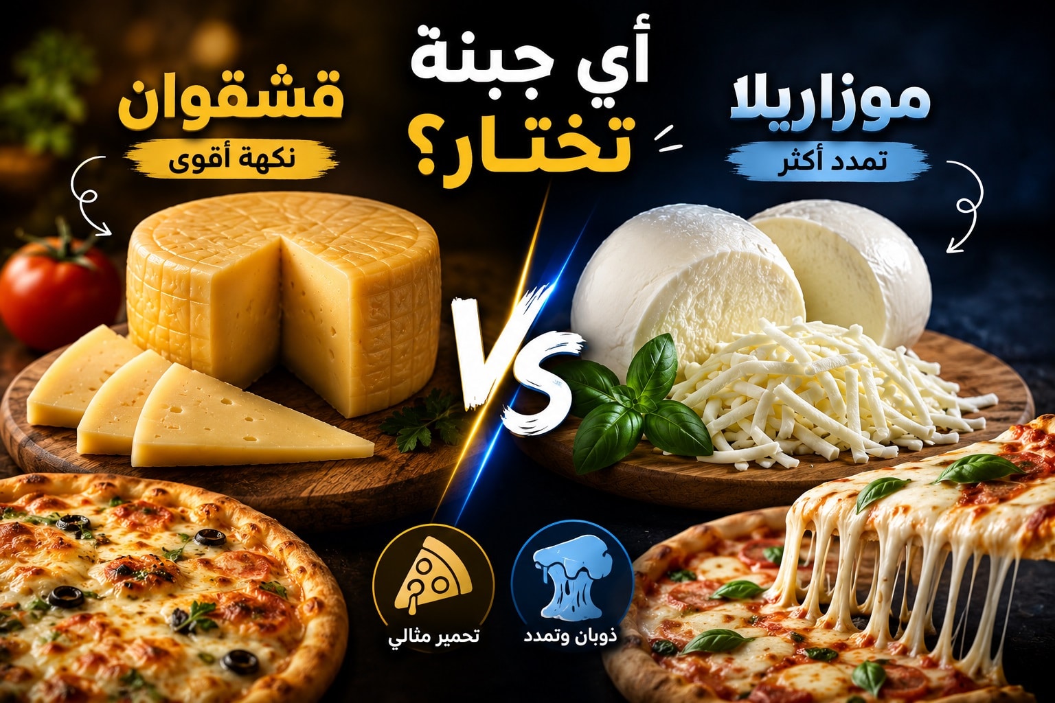 الفرق بين جبنة القشقوان والموزريلا