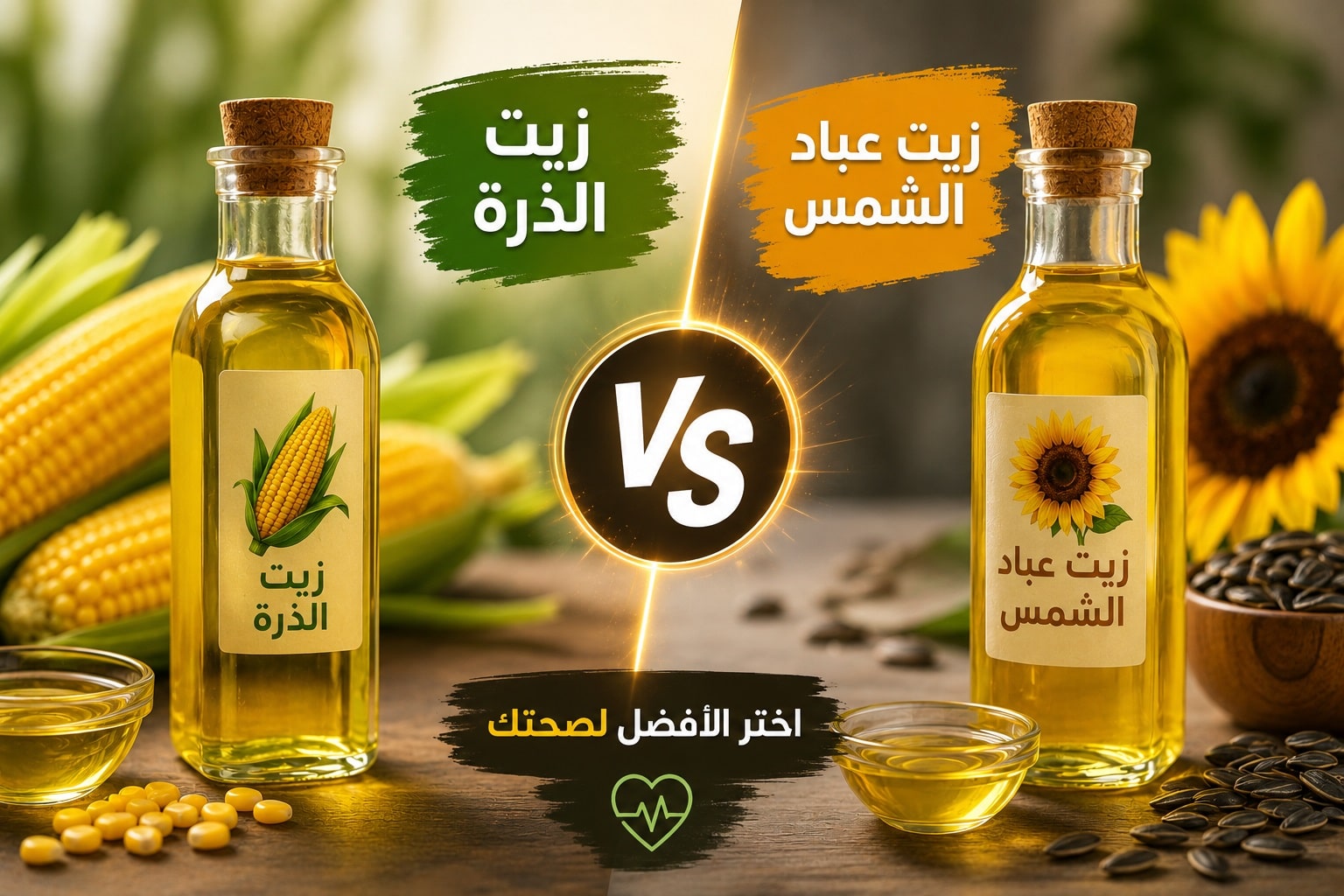 الفرق بين زيت الذرة وزيت عباد الشمس